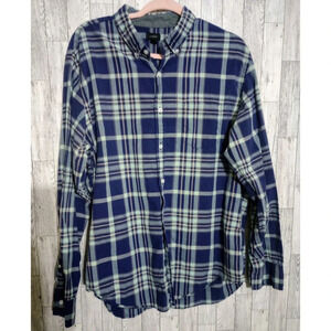 J.Crew‎ Button Down Shirt Blue Plaid Long Sleeve Casual Size XL